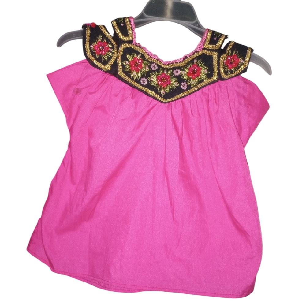 Pink Embroidered Sleeveless Top